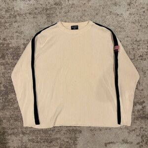 VTG Polo Jeans Co. Ralph Lauren Ivory Ribbed Embroidered Crewneck Mens Sweater